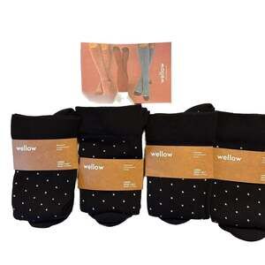 Wellow Black Golden Dot Bamboo Knee High Compression Socks